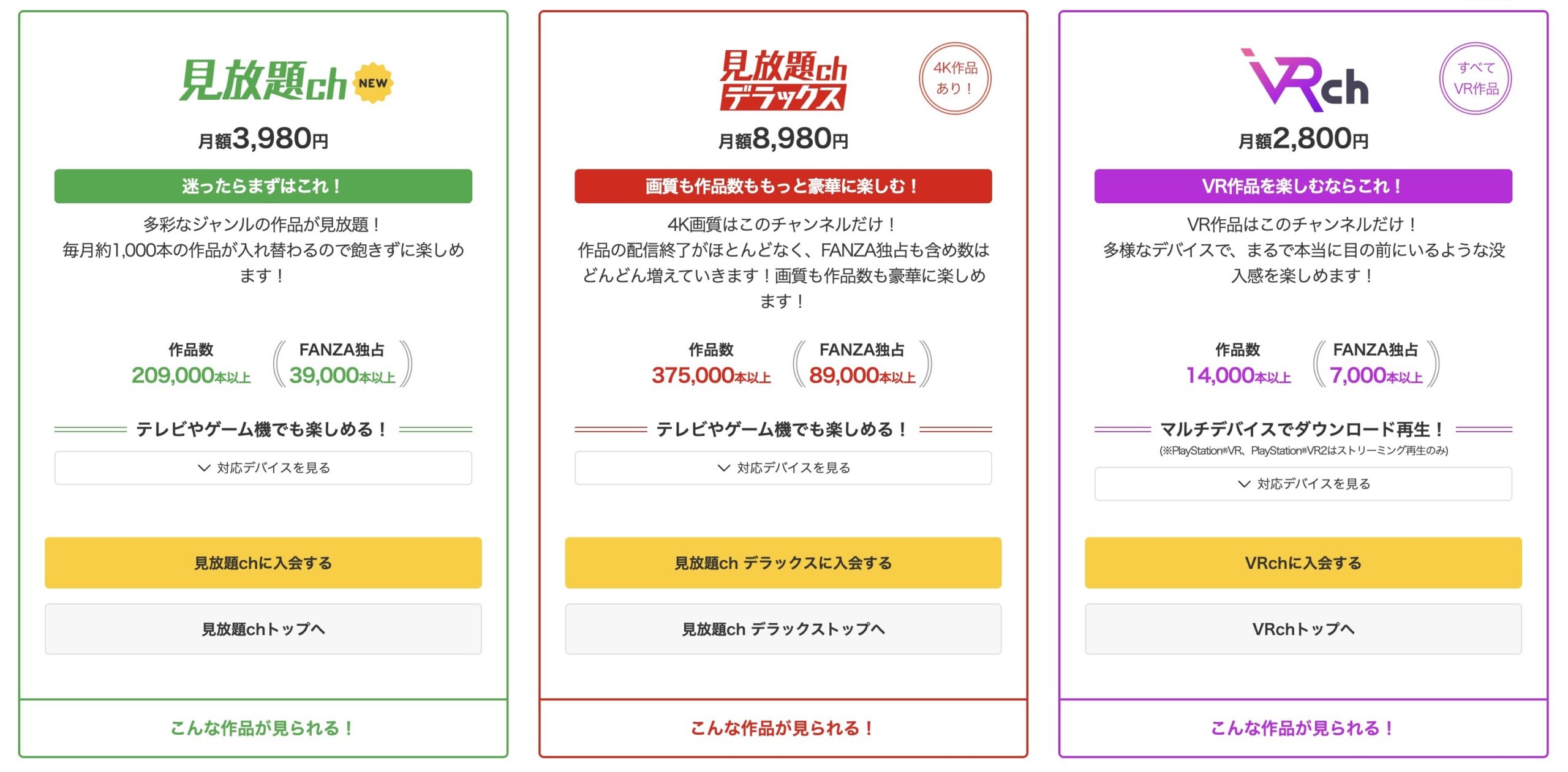 FANZA 月額 比較